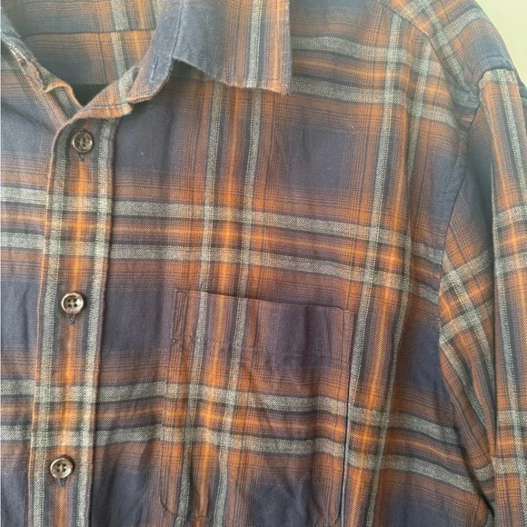 Taylor Stitch California Navy and Rust Plaid Shirt - Picture 2 of 3